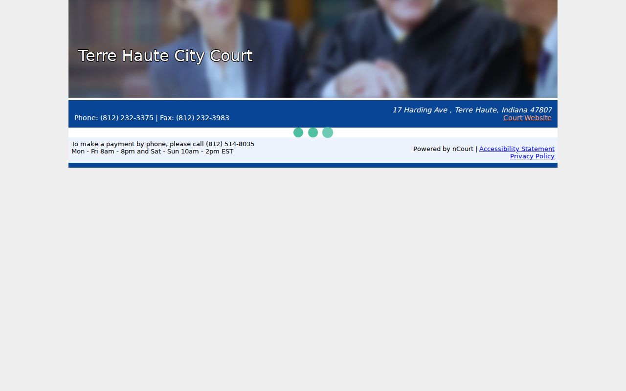 Terre Haute City Court payment page for Vigo County municipal warrants